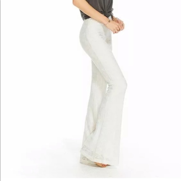 CHASER Lace Bell Bottoms Flares Salt Ivory Large NWT - Picture 3 of 7
